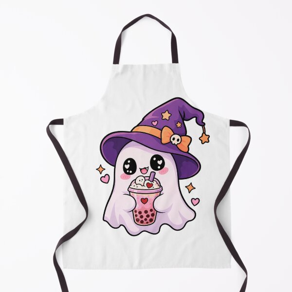 Item preview, Kawaii Ghost Witch Drinking Boba Tea  designed and sold by CrazySzoopWorld.