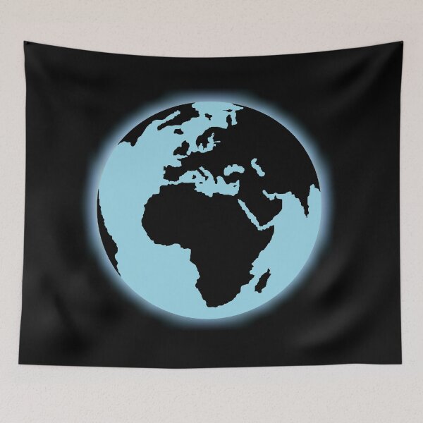 Item preview, Glowing Planet Earth - Minimalist Blue and Black Globe Digital Art designed and sold by ArtisticJump.