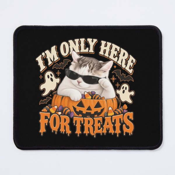 Item preview, I'm Only Here for Treats Tee, Cute Spooky Cat Graphic designed and sold by abb-cotrim-hale.