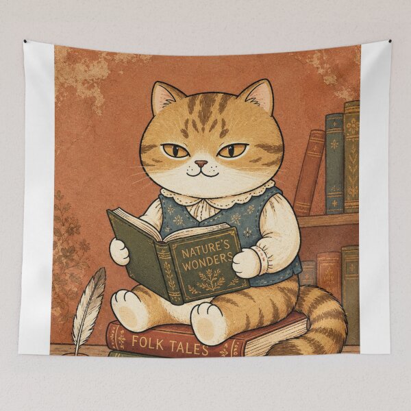 Item preview, Vintage Cat Reading Books designed and sold by Iampoji.