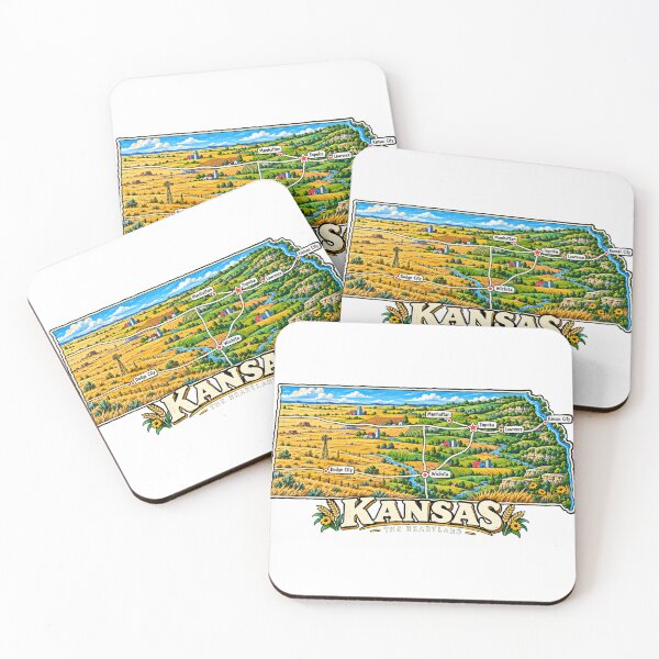 Item preview, Hand Drawn Kansas Travel Souvenir Landmark Gift designed and sold by MichaeIRellov.
