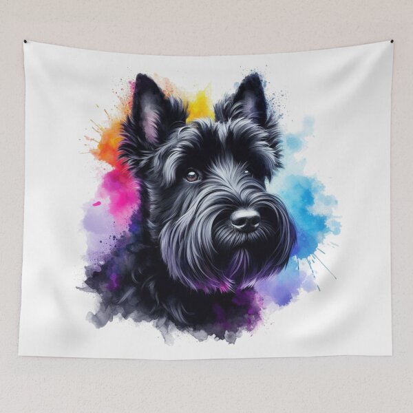 Item preview, Black Scottish Terrier Scottie Dog Watercolor Portrait  designed and sold by MaedK.