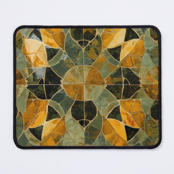 Item preview, Gaudi Inspired Olive Green Turmeric Yellow Ceramic Mosaic Pattern designed and sold by GrinGalore.
