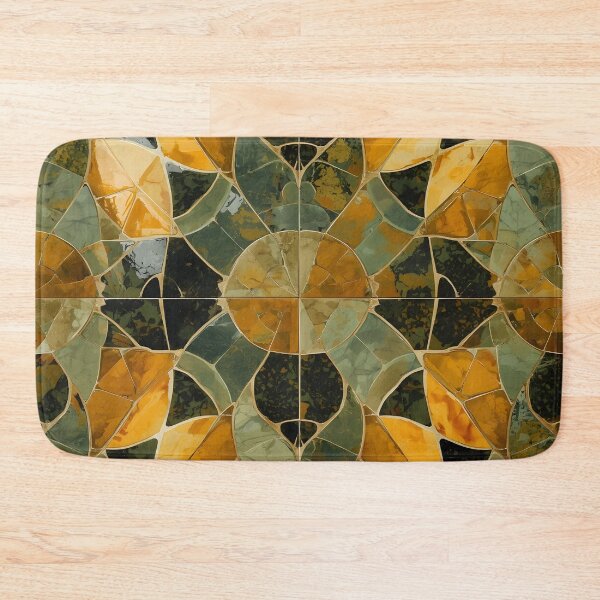 Item preview, Gaudi Inspired Olive Green Turmeric Yellow Ceramic Mosaic Pattern designed and sold by GrinGalore.