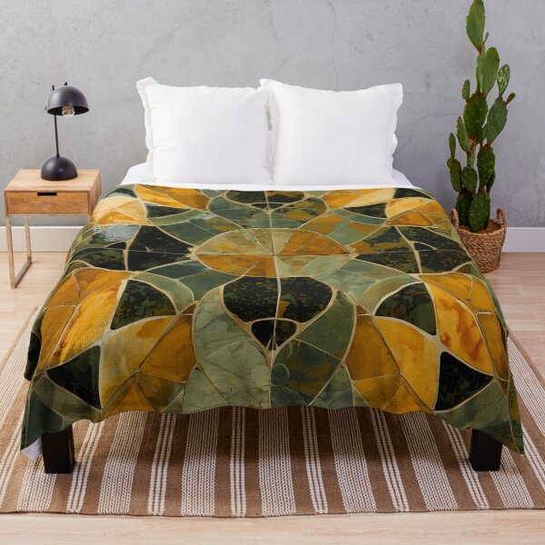 Item preview, Gaudi Inspired Olive Green Turmeric Yellow Ceramic Mosaic Pattern designed and sold by GrinGalore.