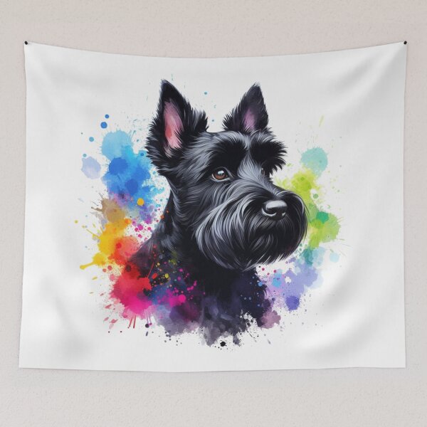 Item preview, Black Scottish Terrier Scottie Dog Watercolor Portrait  designed and sold by MaedK.