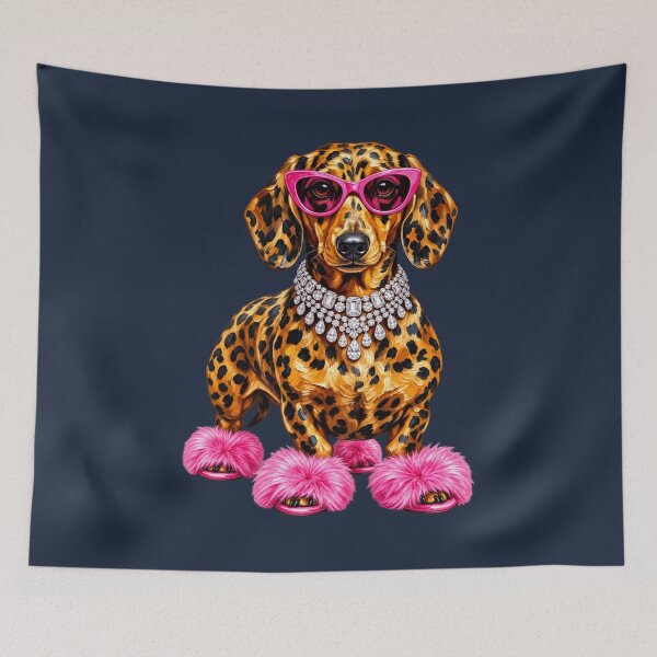 Item preview, Glam Leopard Dachshund Rhinestone Fashion Dog Art designed and sold by AmiGraph.