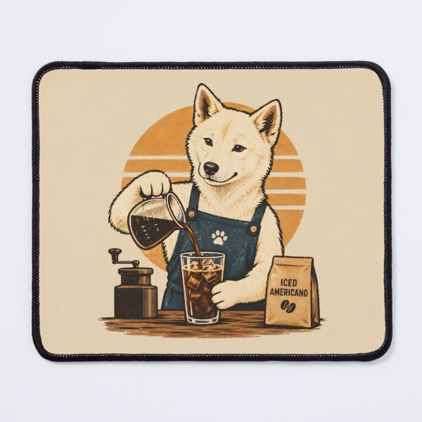 Item preview, Jindo Dog Barista – Iced Americano Retro Coffee Illustration designed and sold by Jasardpu.