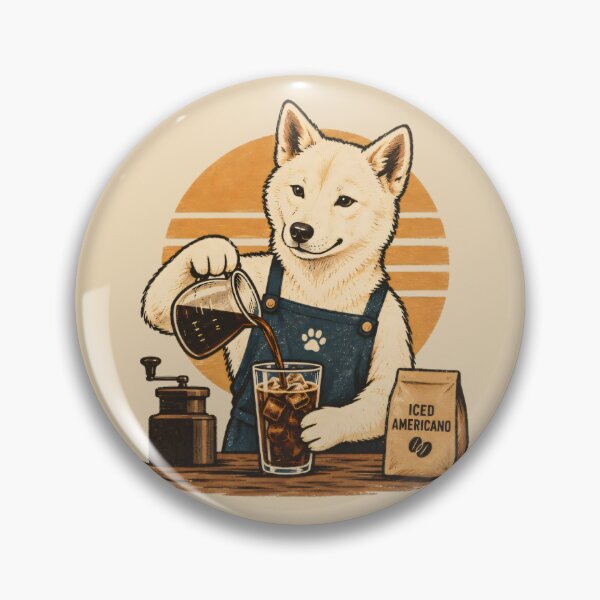 Item preview, Jindo Dog Barista – Iced Americano Retro Coffee Illustration designed and sold by Jasardpu.