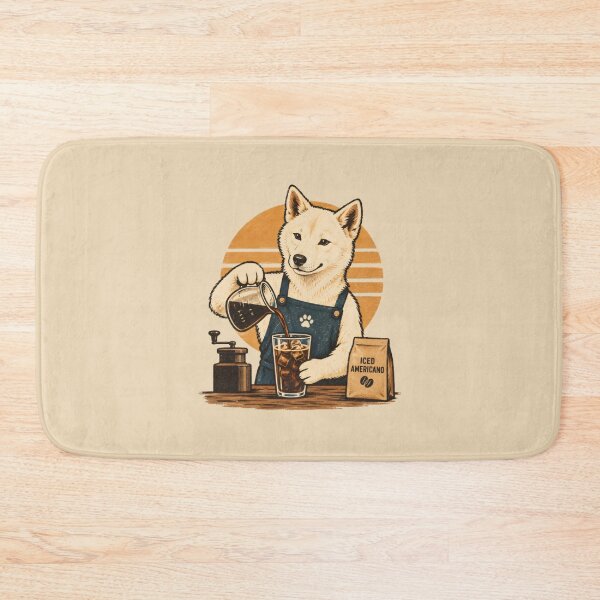 Item preview, Jindo Dog Barista – Iced Americano Retro Coffee Illustration designed and sold by Jasardpu.