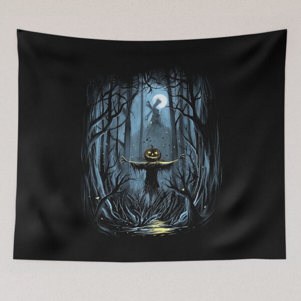 Item preview, Spooky Scarecrow Pumpkin Head Gothic Forest Halloween Night designed and sold by Fatherday.