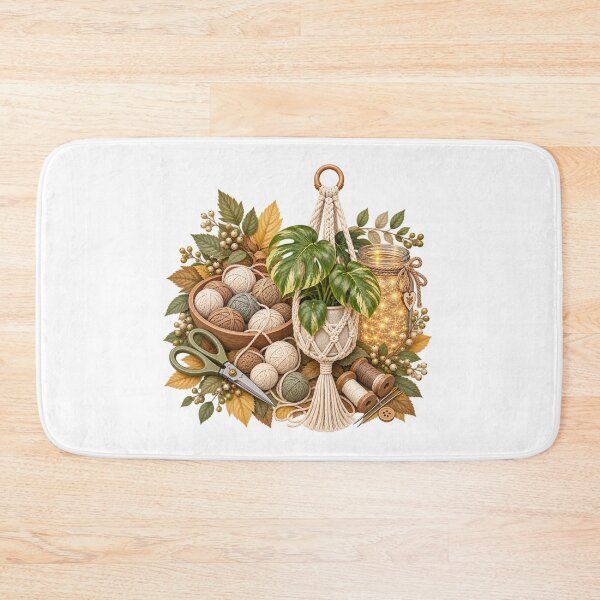 Item preview, Autumn macramé with balls of yarn and leaves designed and sold by creationsforyu.