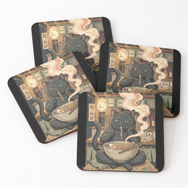 Item preview, Vintage Japanese Ramen Cat Noodle Illustration designed and sold by @SHINTOSARTSTORE.