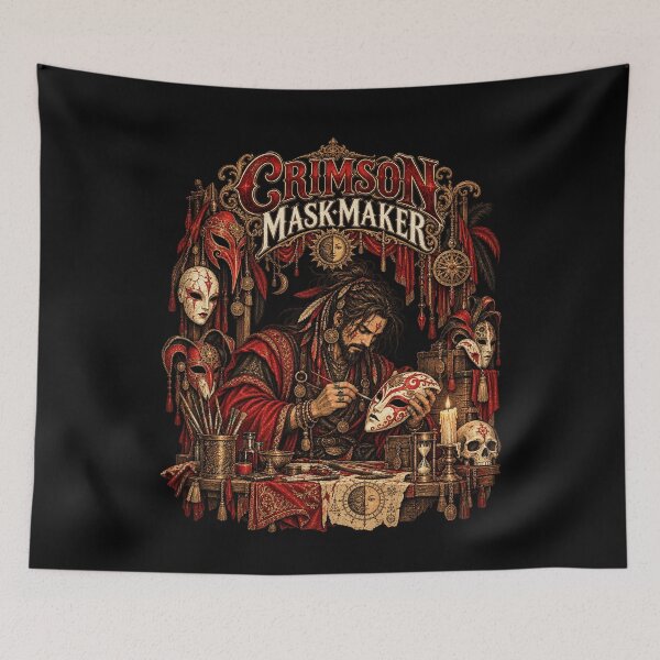 Item preview, Crimson Mask Maker Venetian Masquerade Dark Fantasy Artisan designed and sold by Fatherday.