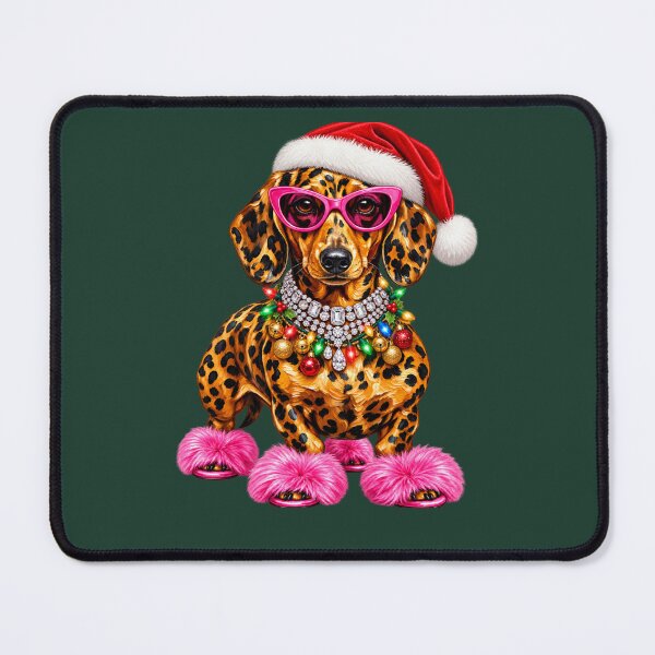Item preview, Christmas Dachshund Glam Leopard Holiday Dog Art designed and sold by AmiGraph.