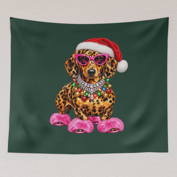 Item preview, Christmas Dachshund Glam Leopard Holiday Dog Art designed and sold by AmiGraph.