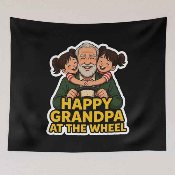 Item preview, Happy Grandpa At The Wheel Cute Family Bumper Sticker designed and sold by PoleksGraphics.