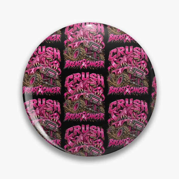 Item preview, Crush Breast Cancer Monster Truck Pink Ribbon Dinosaur TRex designed and sold by Fatherday.