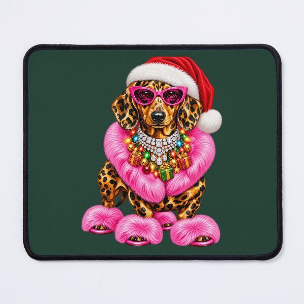Item preview, Christmas Dachshund Glam Leopard Holiday Dog Art designed and sold by AmiGraph.