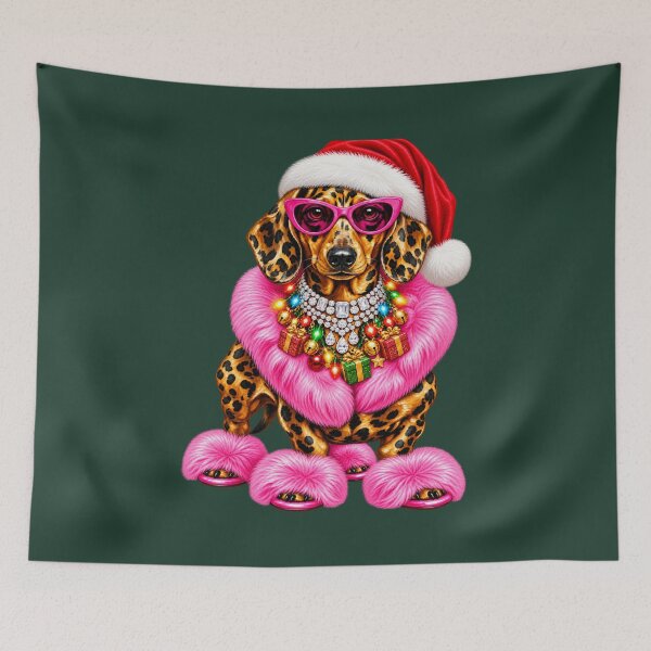 Item preview, Christmas Dachshund Glam Leopard Holiday Dog Art designed and sold by AmiGraph.