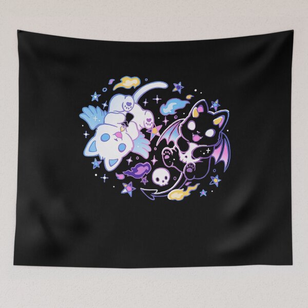 Item preview, Cute Angel And Devil Cats Kawaii Pastel Goth Yin Yang Kittens designed and sold by Fatherday.