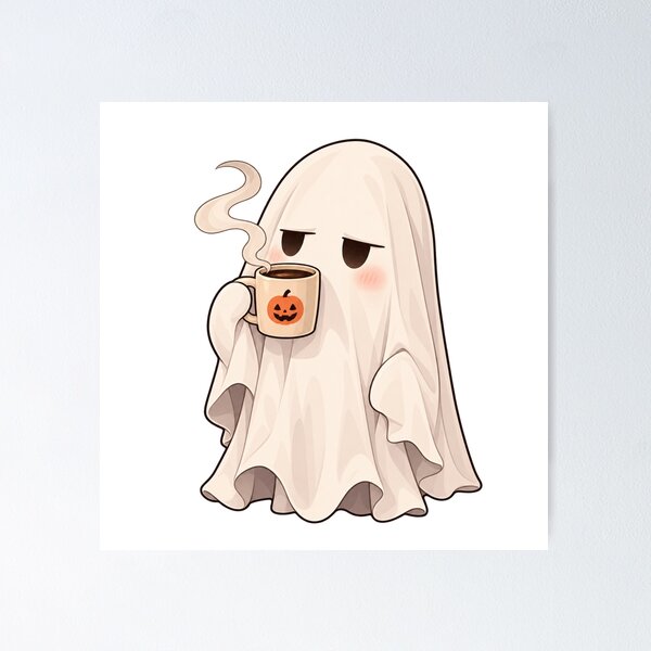 Item preview, Bored Ghost Drinking Coffee – Cute Spooky Coffee designed and sold by Yaqon.