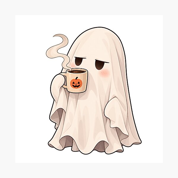 Item preview, Bored Ghost Drinking Coffee – Cute Spooky Coffee designed and sold by Yaqon.