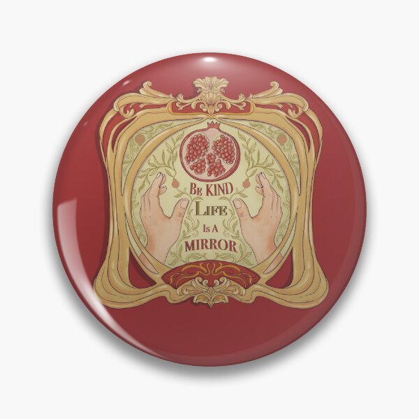 Item preview, Be Kind Life Is A Mirror Art Nouveau Pomegranate Vintage Aesthetic Art Print designed and sold by Borgyart.