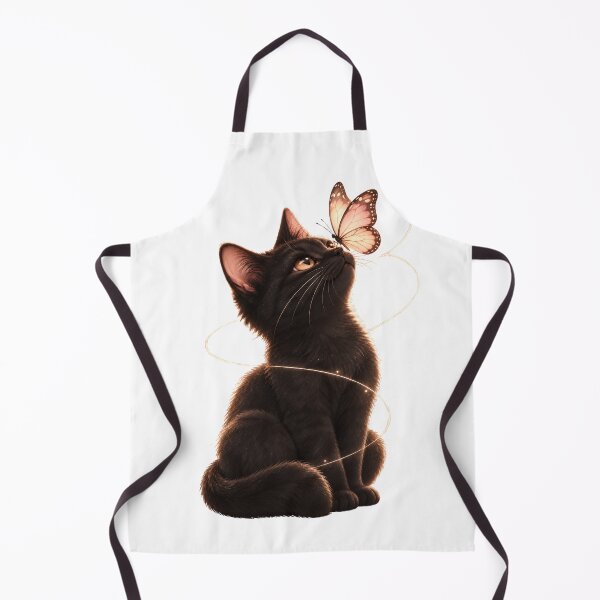 Item preview, Black Cat with Butterfly – Dreamy Whimsical Cat Aesthetic Art designed and sold by Safa  Reda.