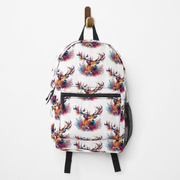 Item preview, Pretty Scottish Highland Stag in Flowers Colorful Watercolor designed and sold by MaedK.