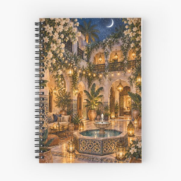 Item preview, Boho Moroccan Courtyard Oil Painting Night Lanterns designed and sold by Jozefin's Studio.