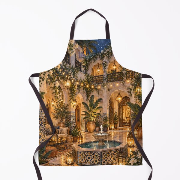 Item preview, Boho Moroccan Courtyard Oil Painting Night Lanterns designed and sold by Jozefin's Studio.