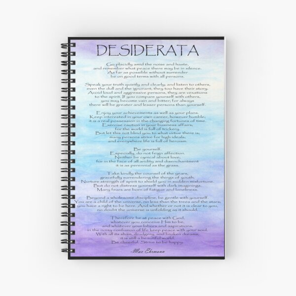 Vista previa del artículo con la obra «Regalo de poema de Desiderata positivo Diseño motivacional de Max Ehrmann con cita de Desiderata y arte de fondo de cielo azul», diseñado y vendido por Classic Visions Gallery.