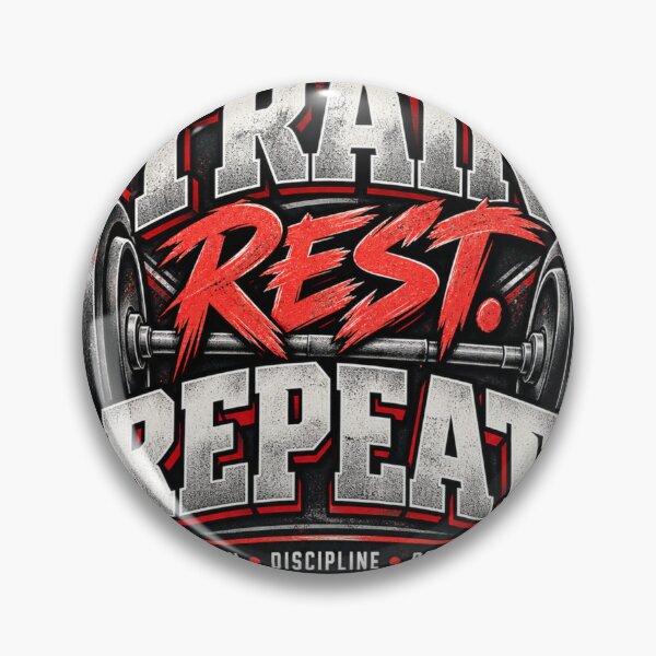 Item preview, Train Rest Repeat Fitness Workout Design designed and sold by BasicPrintStudio.
