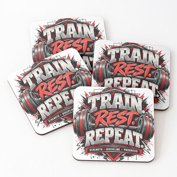 Item preview, Train Rest Repeat Fitness Workout Design designed and sold by BasicPrintStudio.