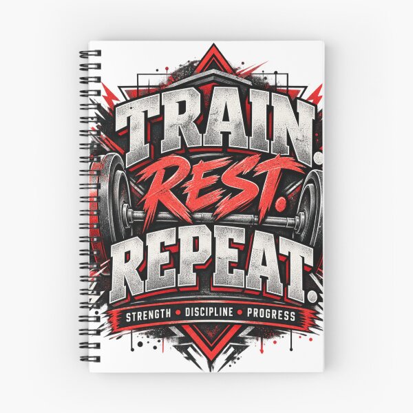 Item preview, Train Rest Repeat Fitness Workout Design designed and sold by BasicPrintStudio.