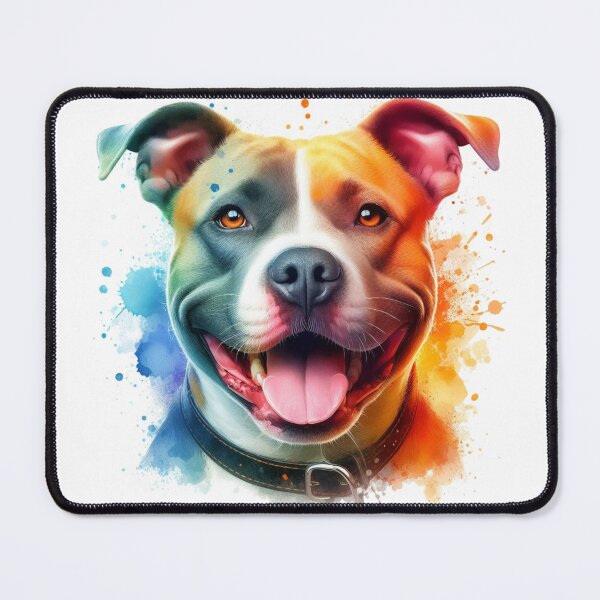 Item preview, Happy Golden Staffy Colorful Watercolor Portrait designed and sold by MaedK.