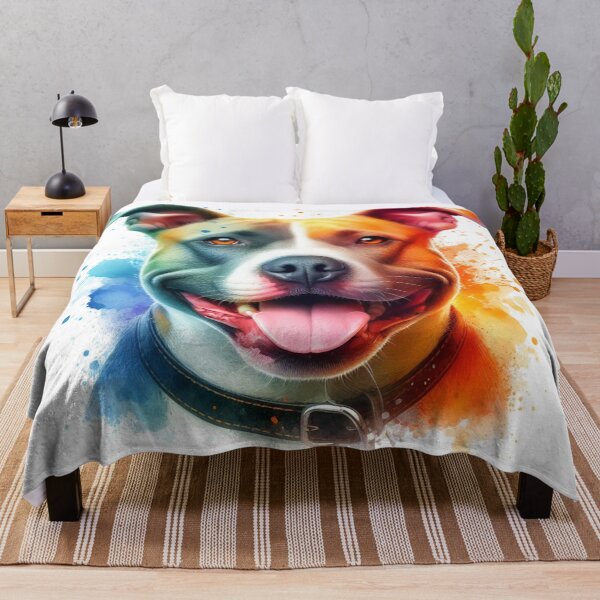 Item preview, Happy Golden Staffy Colorful Watercolor Portrait designed and sold by MaedK.