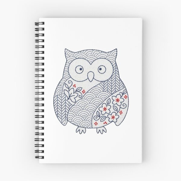 Item preview, cute Owl in sashiko style pattern designed and sold by Maewshooter.