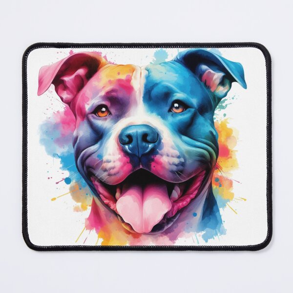 Item preview, Happy Staffy Colorful Watercolor Portrait designed and sold by MaedK.