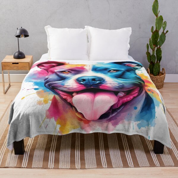 Item preview, Happy Staffy Colorful Watercolor Portrait designed and sold by MaedK.