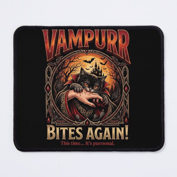 Item preview, Vampur Bites Again Funny Gothic Black Cat Vampire Halloween designed and sold by ArcaneArtistry.
