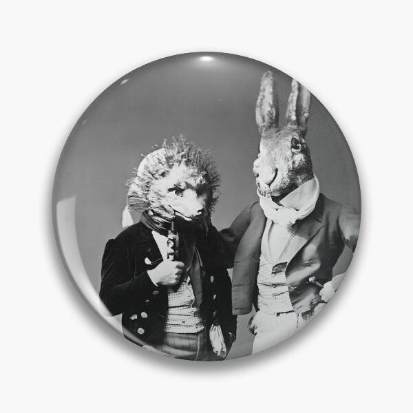 Item preview, Vintage Grimm Fairy Tales hare and hedgehog costumes 1862 Munich costume ball black and white photograph designed and sold by Astrid Arkhangelsky.