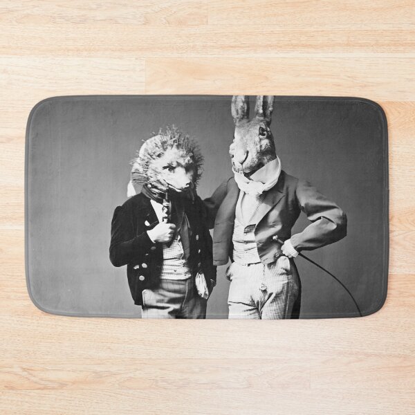 Item preview, Vintage Grimm Fairy Tales hare and hedgehog costumes 1862 Munich costume ball black and white photograph designed and sold by Astrid Arkhangelsky.