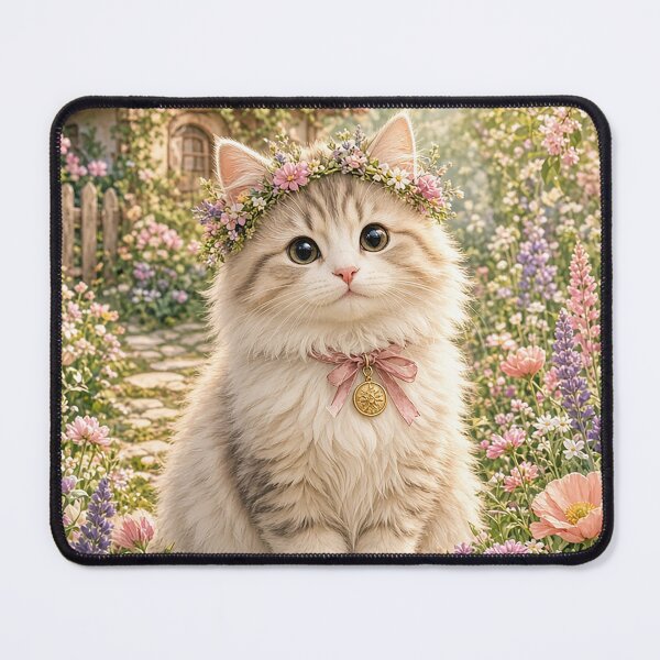 Item preview, Cottagecore Fluffy Cat in Flower Garden designed and sold by MFMart.