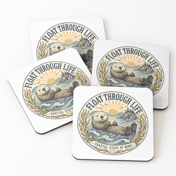 Item preview, Float Through Life Coastal Otter Vintage Nature Humor designed and sold by Wilcox PhotoArt.