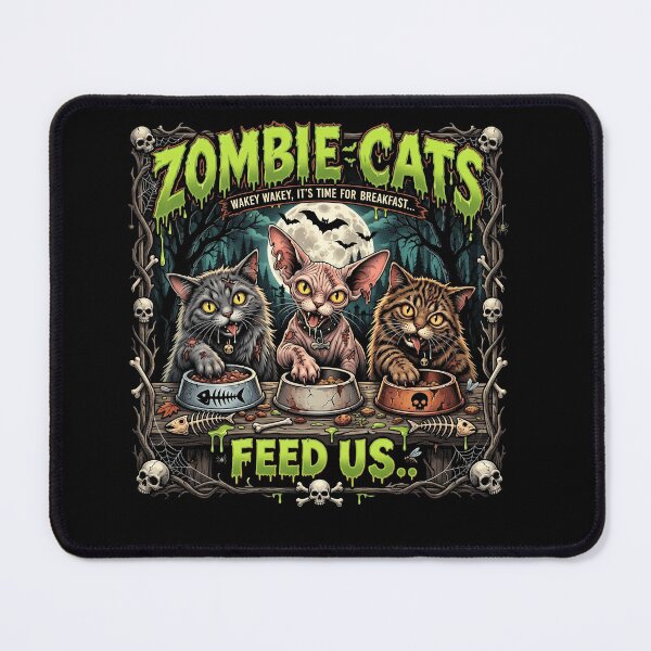 Item preview, Zombie Cats Halloween Breakfast Funny Spooky Cat Lover Design designed and sold by ArcaneArtistry.