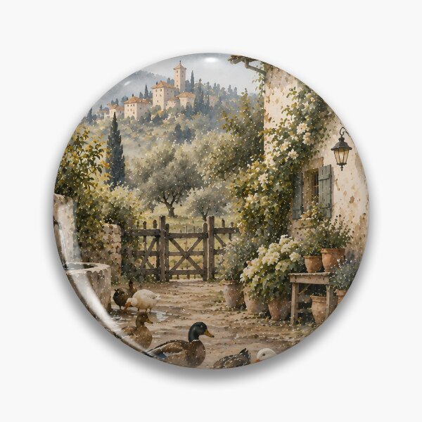 Item preview, Cottagecore Tuscan Village Ducks Watercolour Painting designed and sold by Jozefin's Studio.