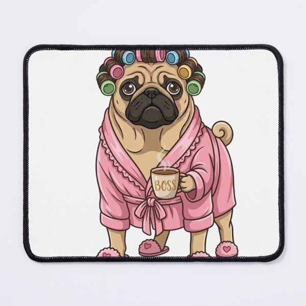Item preview, Pug in a pink bathrobe on beauty day designed and sold by Mops-Moments.
