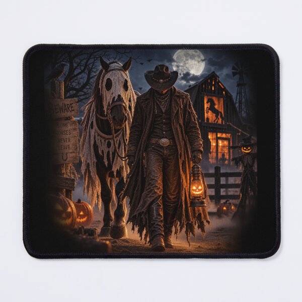 Item preview, Beware – Haunted Cowboy & Ghost Horse Halloween designed and sold by Quarterhorses.